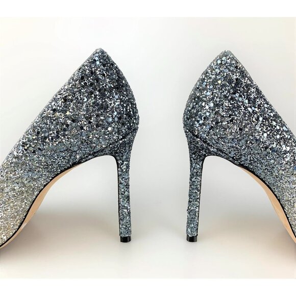 NIB Jimmy Choo Silver and Dusk Blue  Glitter Fabric Pumps Size 39 - Picture 8 of 13